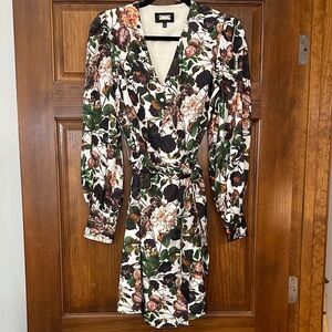 Alexia Admor Floral Long Sleeve Dress - Green and Brown